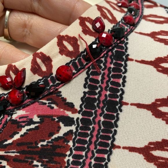 HALE BOB Women's Small A Line Diamond Print Multicolor Long Sleeve Mini Dress - Picture 5 of 7